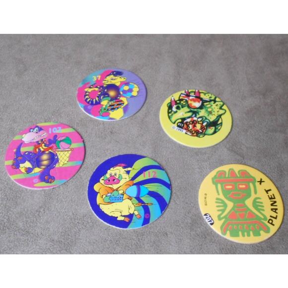 Misc Vintage POG Milkcaps Lot of 24: Slammer Jammer, WPF, Cookie Crisp, Simpsons - Picture 7 of 12